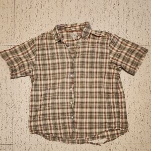 L.L. Bean Flannel Short Sleeve Button Down  Casual Dress Shirt
